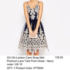 Chi Chi London Cami Strap Premium Lace Tulle Dress